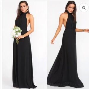 Show me your MuMu NWT Collette Collar Halter Black Maxi Bridesmaid Formal Dress